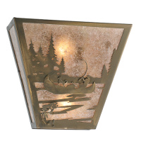 Meyda White 287894 - 13" Wide Fly Fishing W/Dog Right Wall Sconce