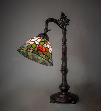 Meyda White 36110 - 20" High Tiffany Rosebush Bridge Arm Desk Lamp