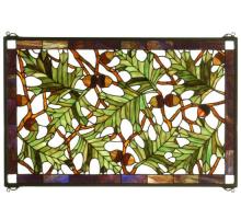 Meyda White 66276 - 28" Wide X 18" High Acorn & Oak Leaf Stained Glass Window